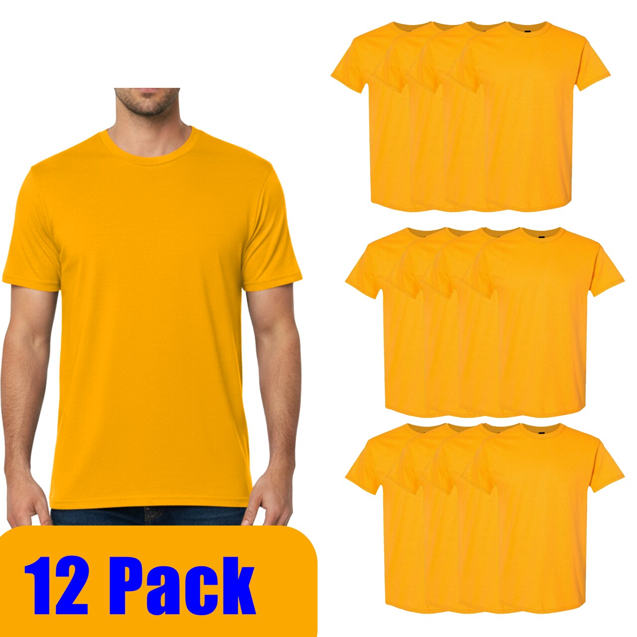 Gildan Unisex Heavy Cotton Tee 5000, 100% U.S. Cotton Shirt for DIY Projects, Pack of 12